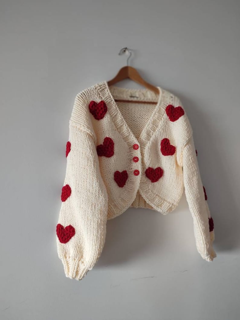 Red heart woman gift cardigan