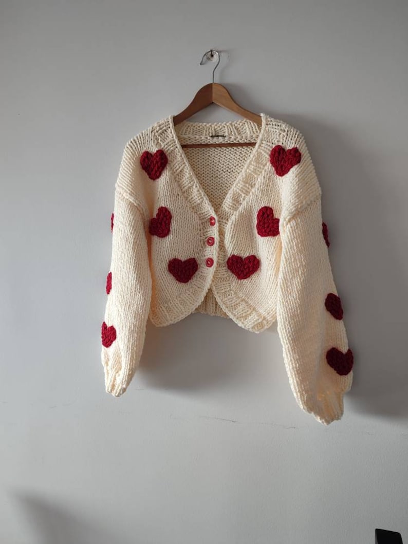 Red heart woman gift cardigan