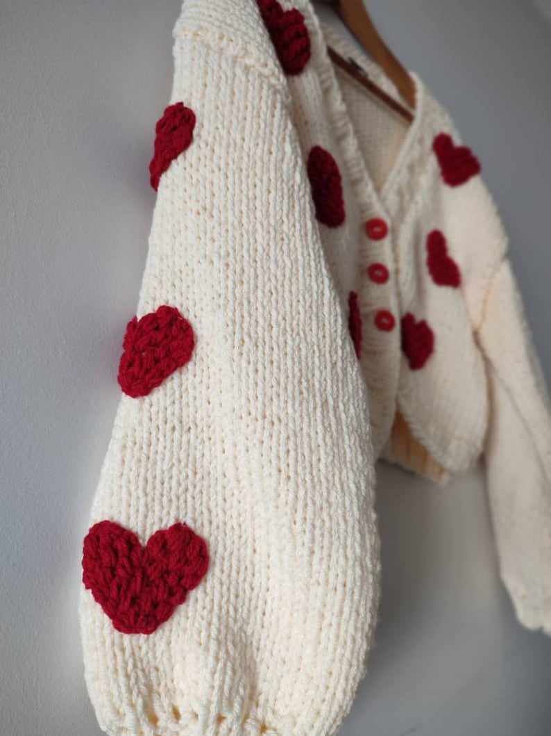 Red heart woman gift cardigan