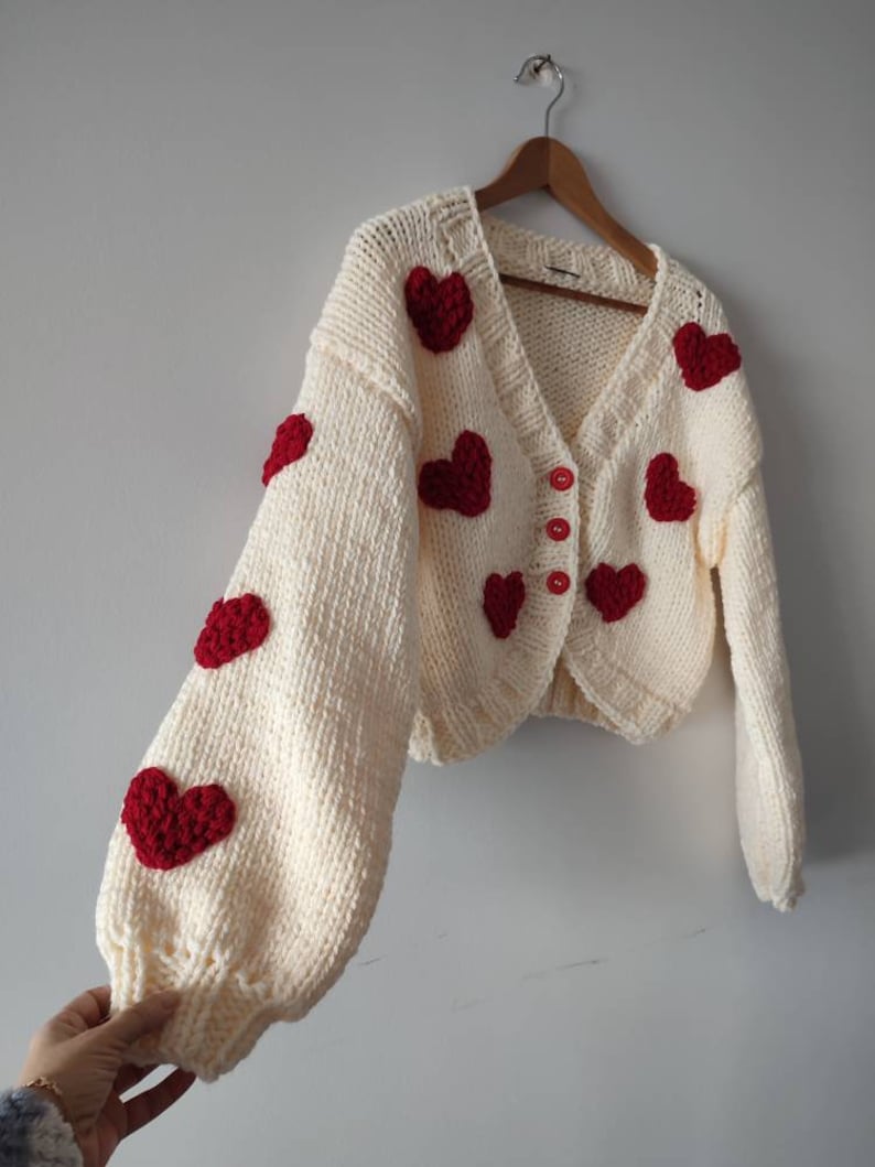 Red heart woman gift cardigan